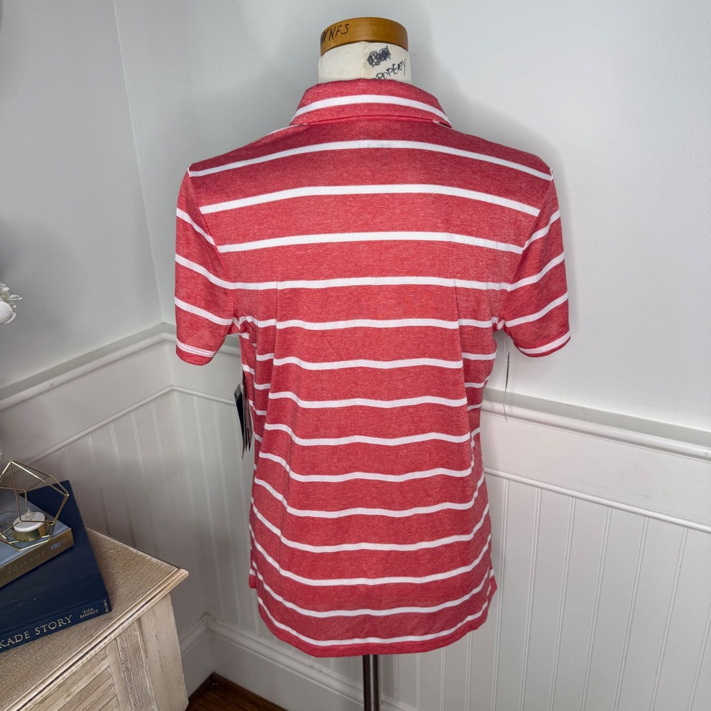Nike Georgia Bulldogs Dri-FIT Striped Polo Shirt Red White Women's Large NWT - Picture 2 of 7